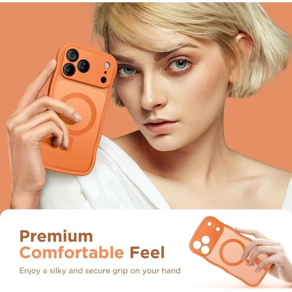 Women Cosmic Orange Iphone 17 Pro Max Case Full Camera Protection Mag Safe